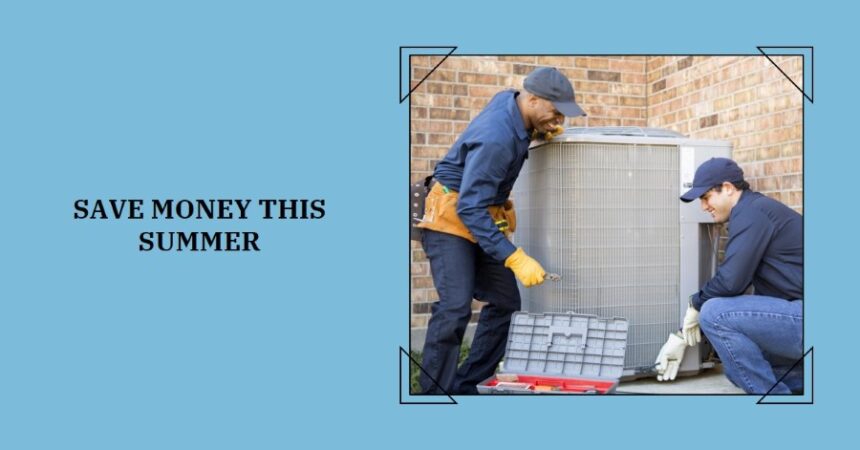 Photo of 2 hvac techs replacing an AC unit outside